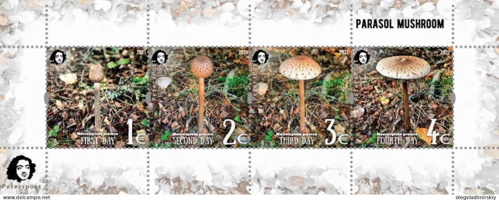 Finland 2021 Parasol Mushroom A Delicacy Of Gastronomy Peterspost Set Of 4 Stamps In Block Mint - Blocs-feuillets