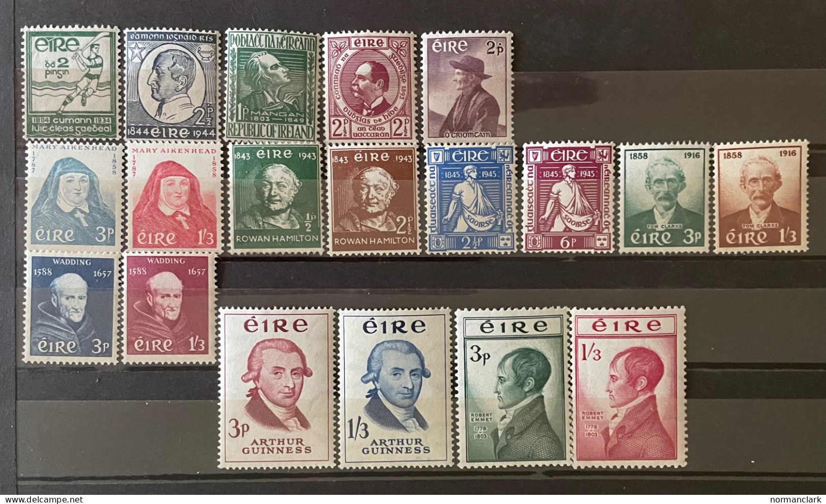 IRELAND 1934-59 SELECTION OF MNH COMMEMS WITH EMMETT WADDING CLARKE GUINNESS (19) - Colecciones & Series