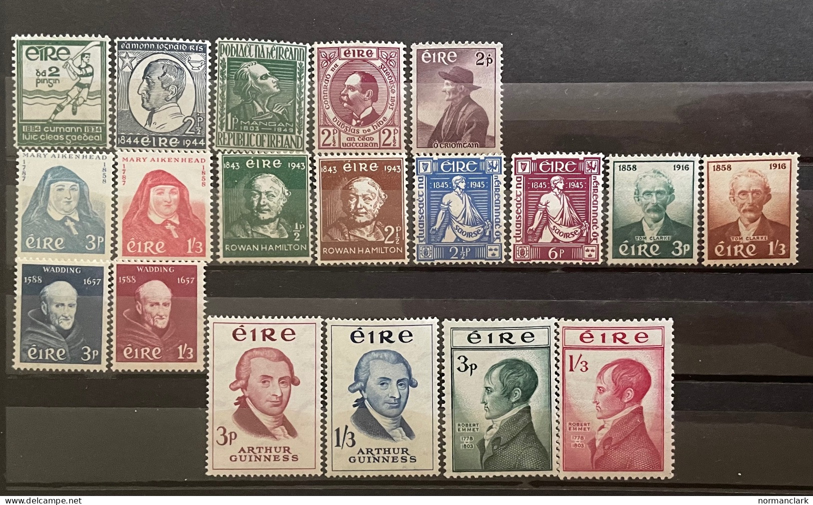 IRELAND 1934-59 SELECTION OF MNH COMMEMS WITH EMMETT WADDING CLARKE GUINNESS (19) - Collections, Lots & Series