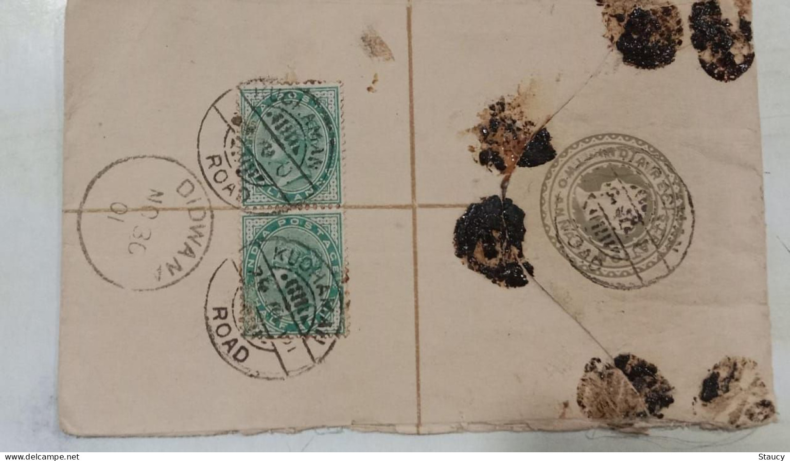 BRITISH INDIA 1901 QV 2 X 1/2a FRANKING On 2a QV Stationery Registered COVER, NICE CANC ON FRONT & BACK As Per Scan - Jaipur