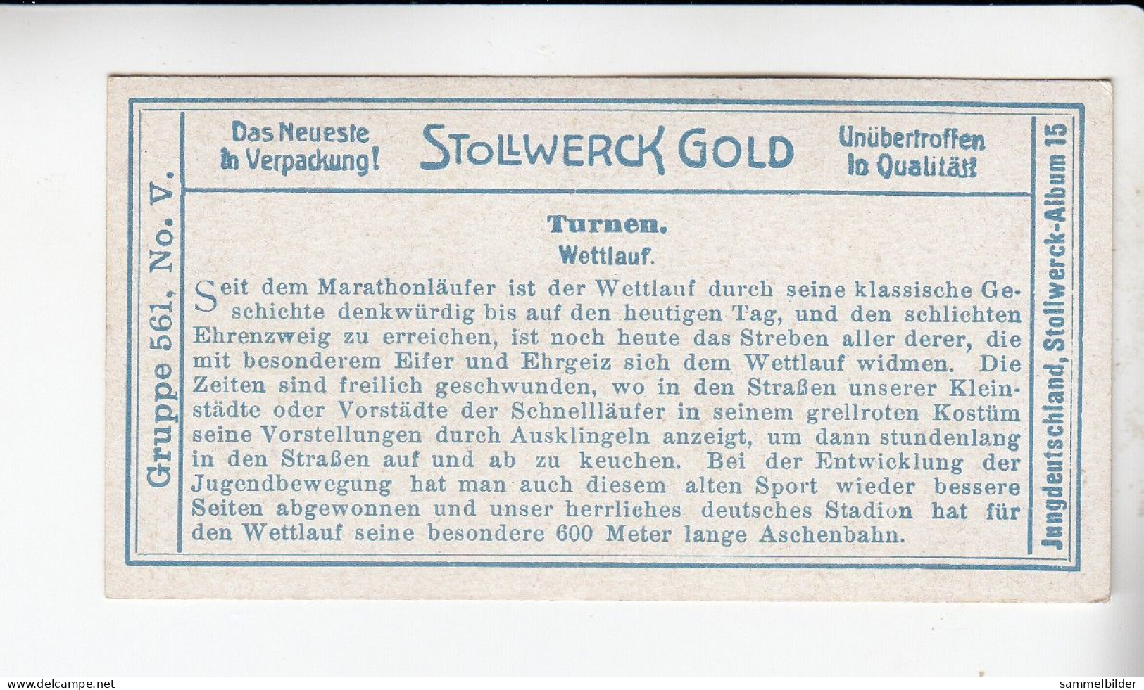 Stollwerck Album No 15 Turnen Wettlauf      Grp 561#5 Von 1915 - Stollwerck