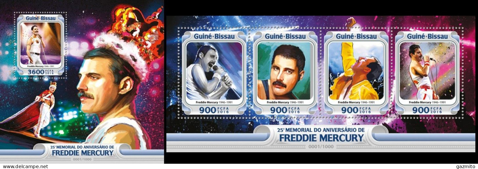Guinea Bissau 2016, Music, F. Mercury, 4val In BF +BF - Chanteurs