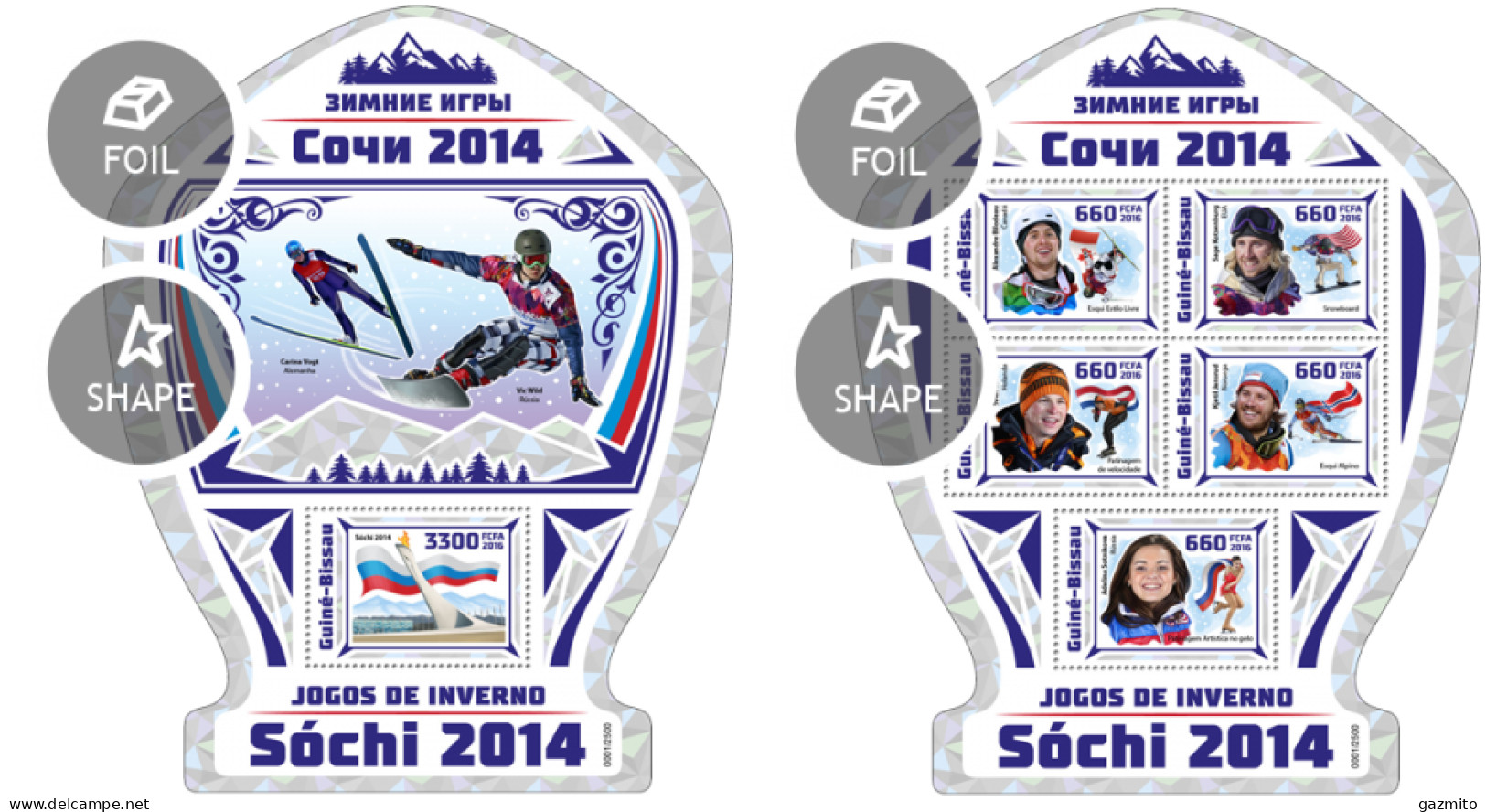 Guinea Bissau 2016, Olympic Games In Sochi, Winners, Skiing, 5val In BF +BF - Winter 2014: Sochi