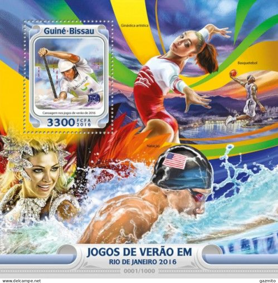 Guinea Bissau 2016, Olympic Games In Rio, Rowing, Swimming, Basketball, Acrobatic Dance, BF - Canoa