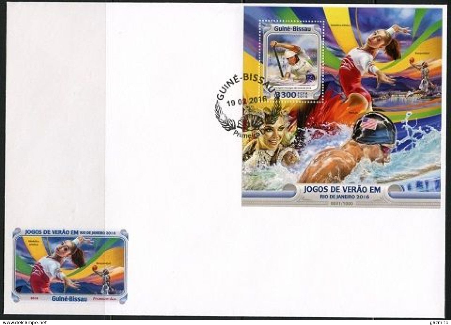 Guinea Bissau 2016, Olympic Games In Rio, Rowing, Swimming, Basketball, Acrobatic Dance, BF In FDC - Kanu