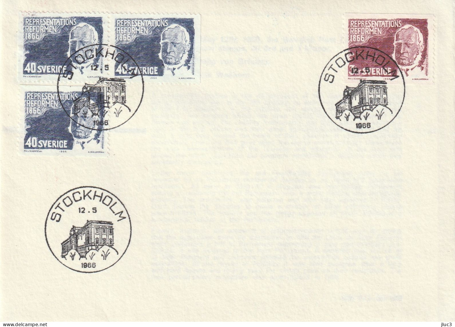 ZSueFdc005-66-05-12 - SUEDE 1966 -- La  Superbe  ENVELOPPE  FDC  'PREMIER JOUR'  Du  12-05-1966  --  Réforme  Electorale - Storia Postale