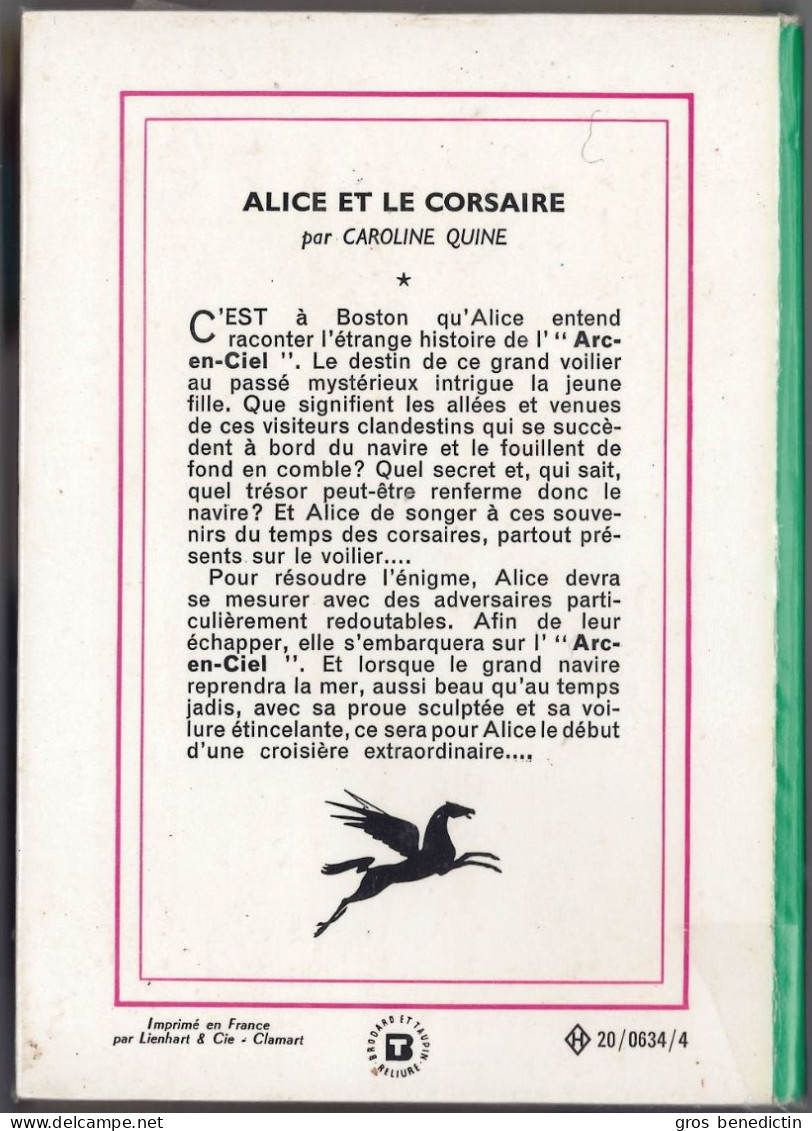 Hachette - Bibliothèque Verte N°100 - Caroline Quine - "Alice Et Le Corsaire" - 1968 - #Ben&Alice - Biblioteca Verde