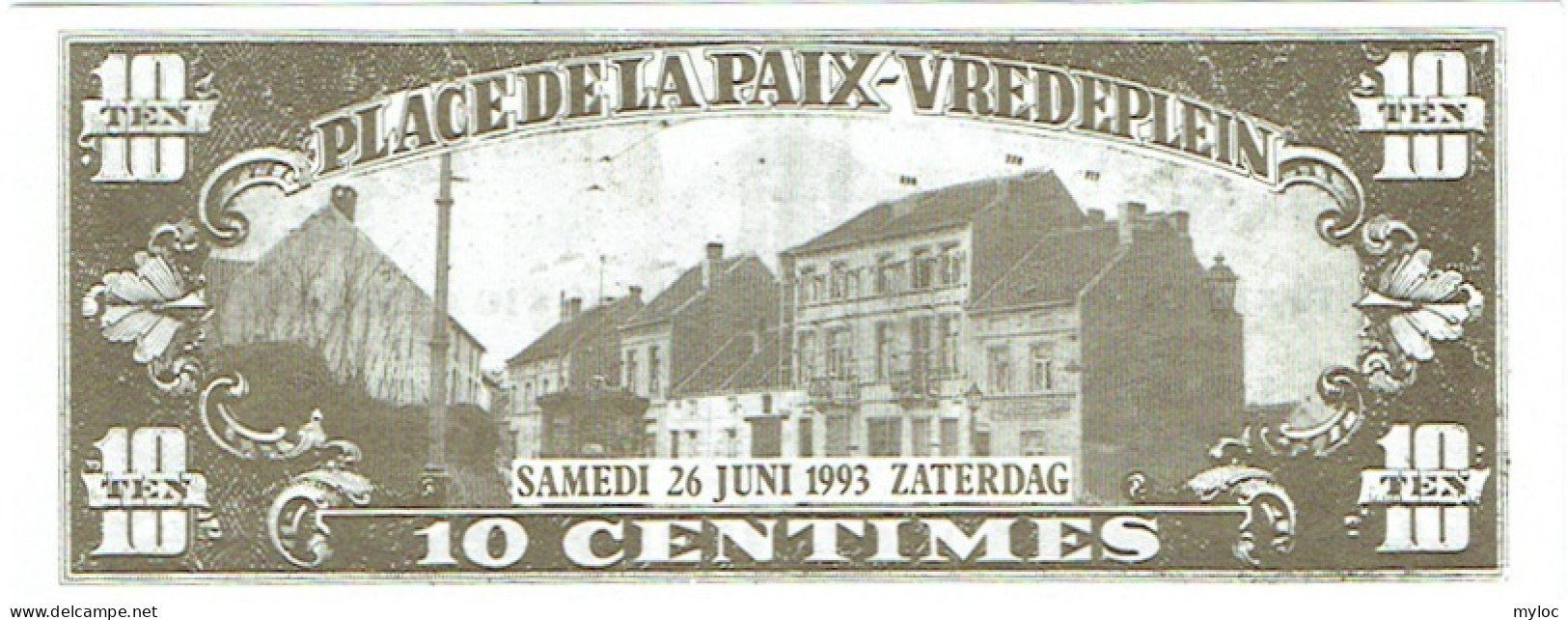 Billet Fictif. Belgique. Place De La Paix. Tramway Chocolaten Tram 55. 1993. 10 Centimes. - Fictifs & Spécimens