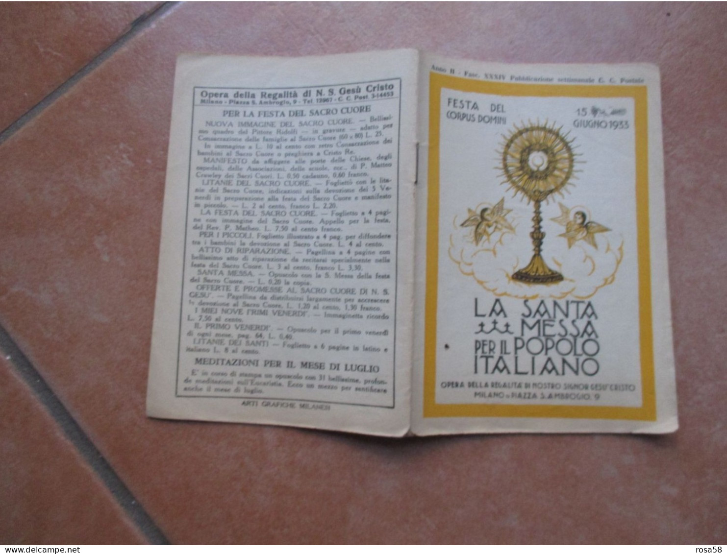 RELIGIONE 15 Giugno 1933 La Santa Messa Per Popolo Italiano Pubblicaz.settimanale Festa CORPUS DOMINI - Religión