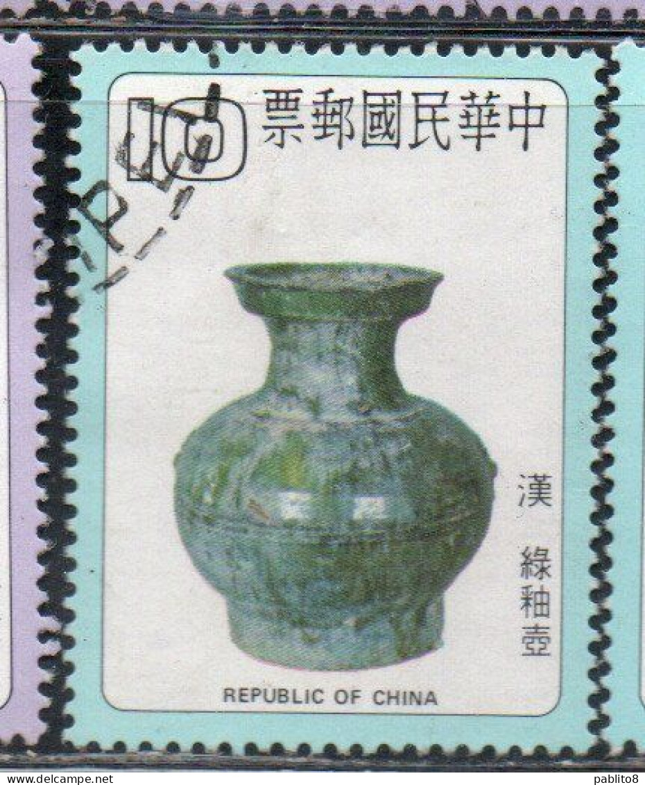 CHINA REPUBLIC CINA TAIWAN FORMOSA 1979 ANCIENT CHINESE POTTERY GREEN GLAZED JAR HAN DYNASTY 10$ USED USATO OBLITERE' - Used Stamps