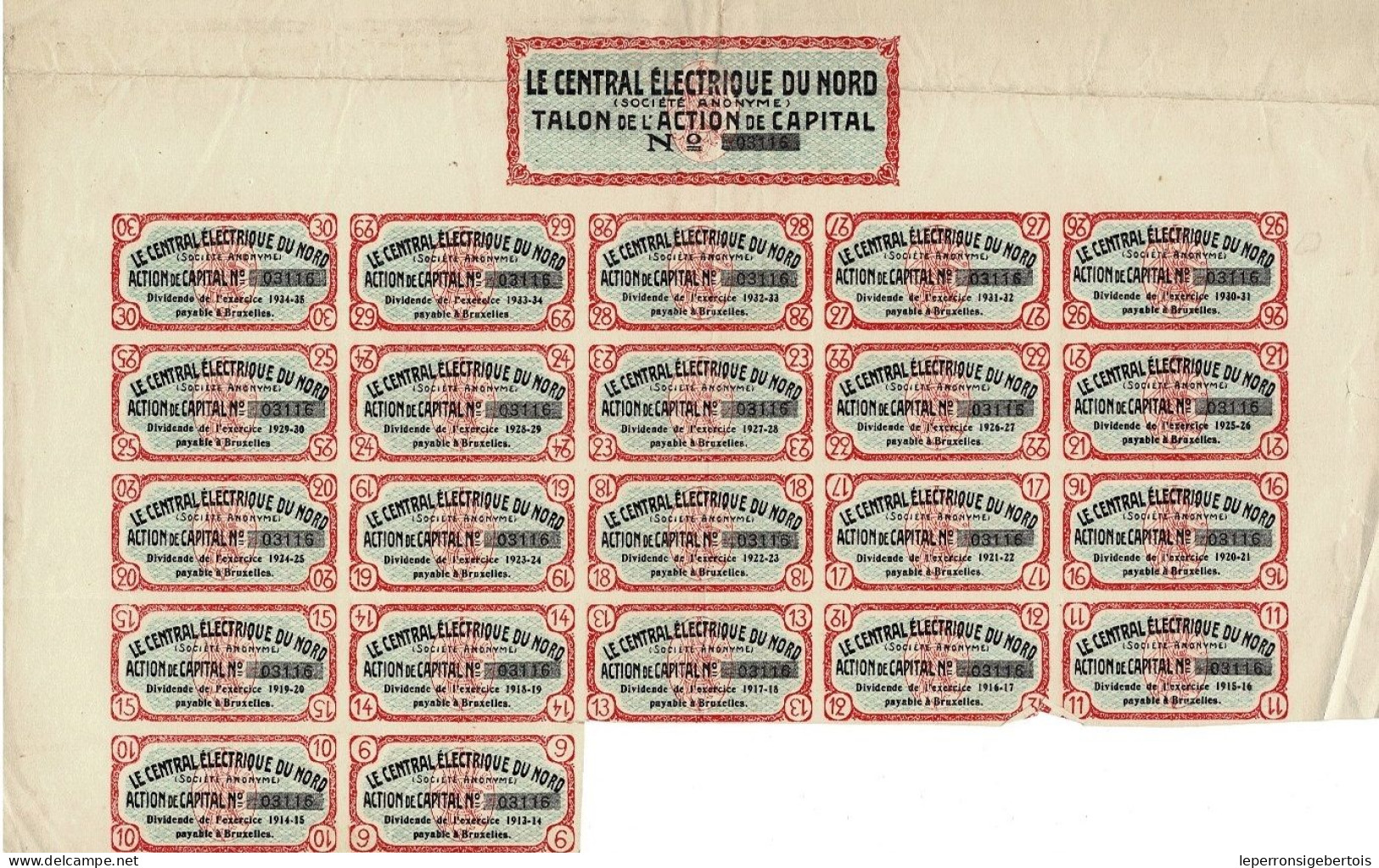 - Titre De 1905 - Le Central Electrique Du Nord Société Anonyme - N° 03116 - Electricité & Gaz