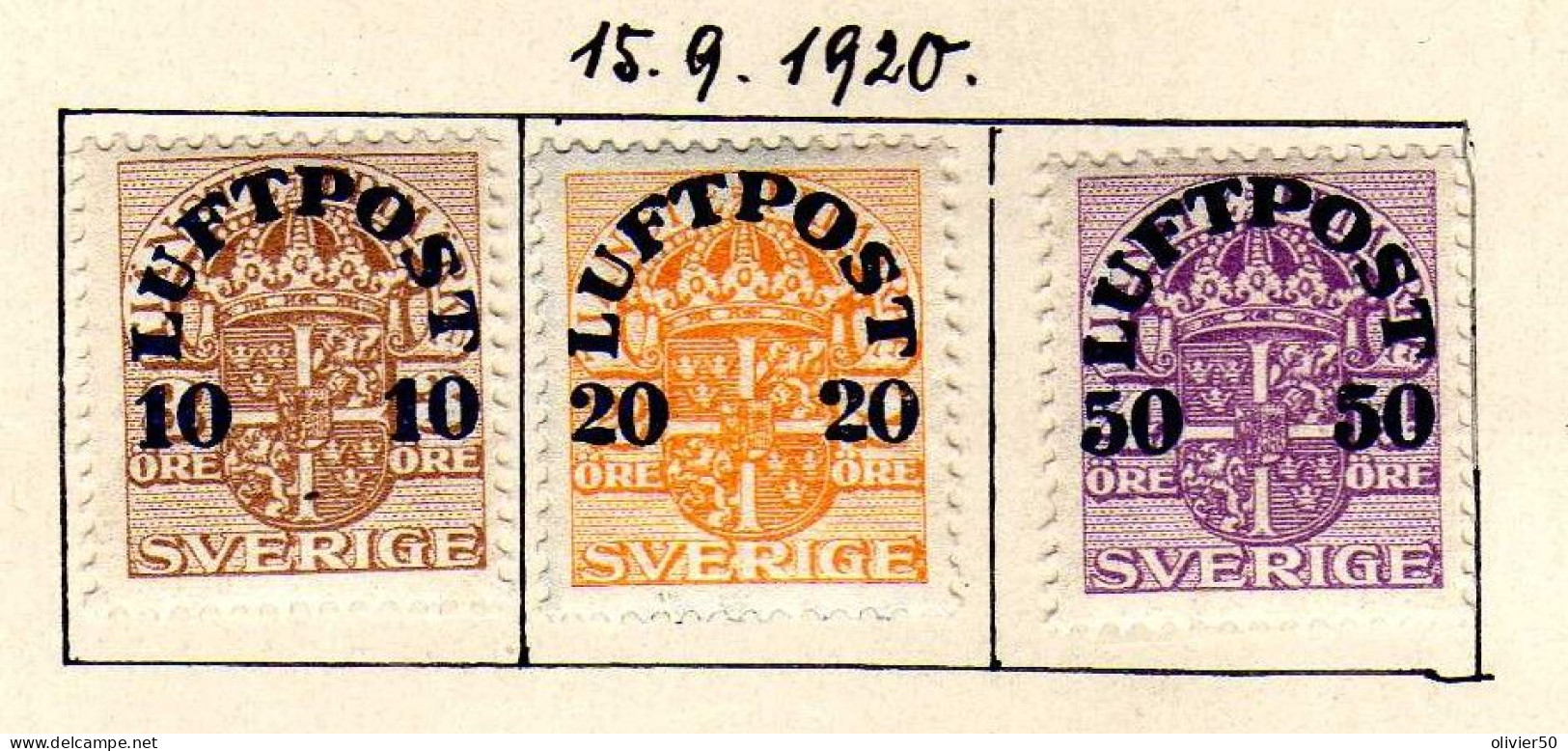 Suede (1920) - Timbres De Service Surcharges - Neufs* - Ungebraucht