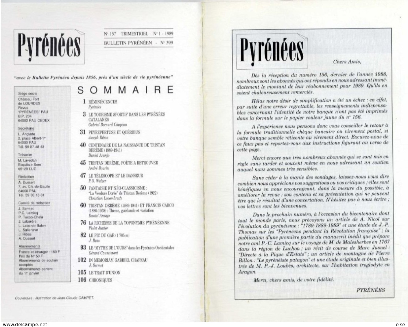 PYRENEEE  N° 1   1989  -  TRISTAN DEREME  LE TELESCOPE ET LE DANSEUR  LE PIC DU GAR    -   PAGE 1 A 115 - Midi-Pyrénées