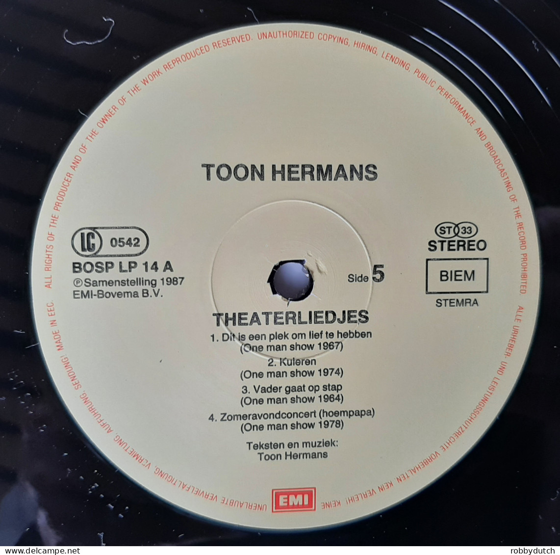 * LP *  TOON HERMANS - THEATERLIEDJES (Holland 1987 EX) - Cómica