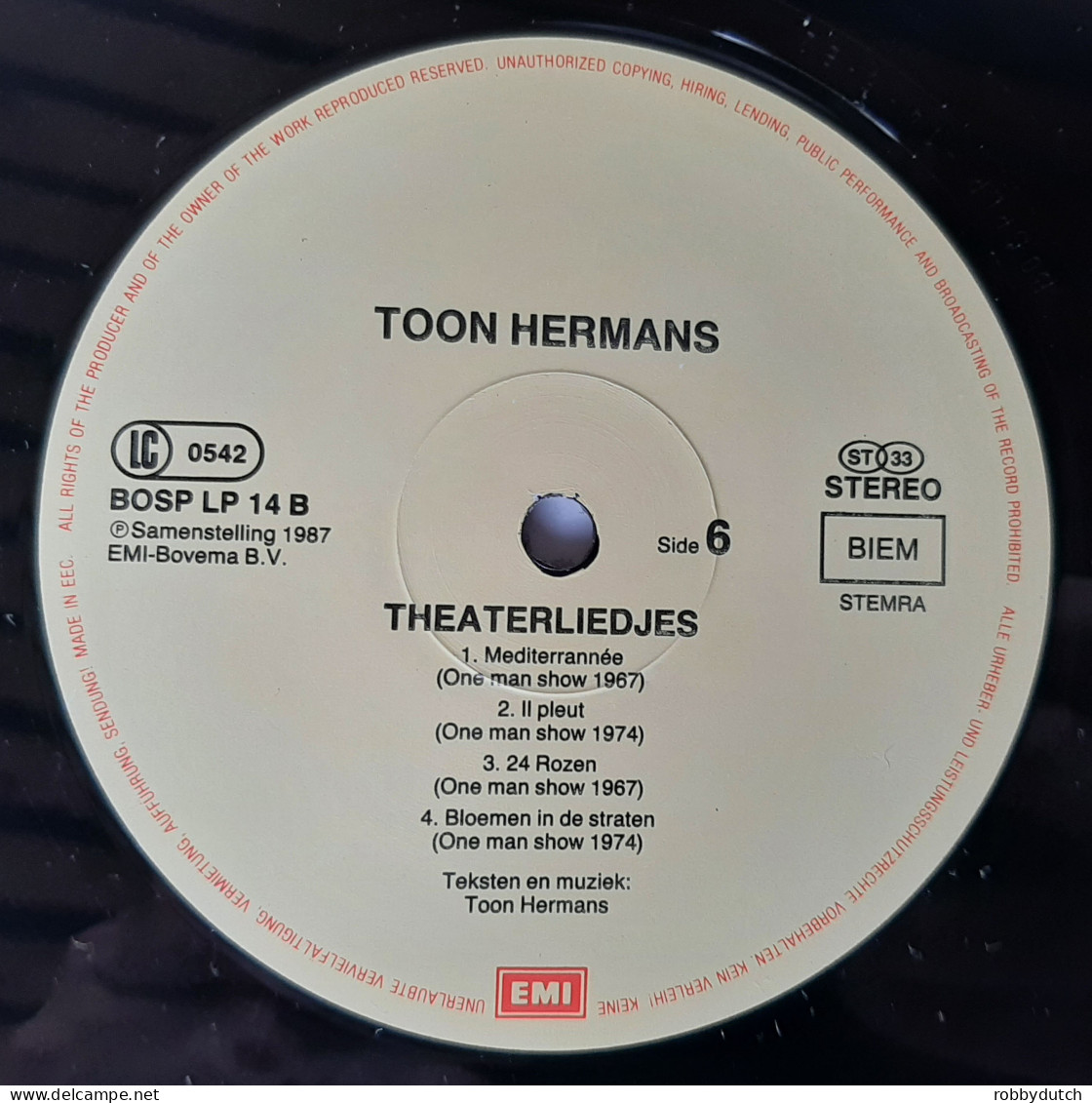 * LP *  TOON HERMANS - THEATERLIEDJES (Holland 1987 EX) - Comiques, Cabaret