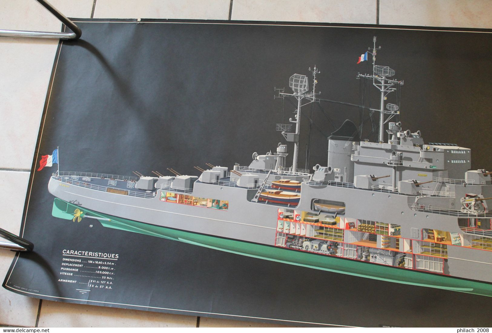 Grande Affiche Du Croiseur Anti Aérien DE GRASSE à Sa Mise En Service - Bateaux