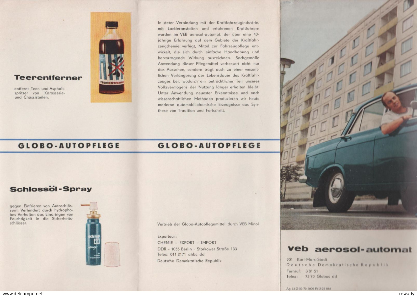 Germany - Autopflege - Globo - Vintage Depliant (DDR) - Voitures