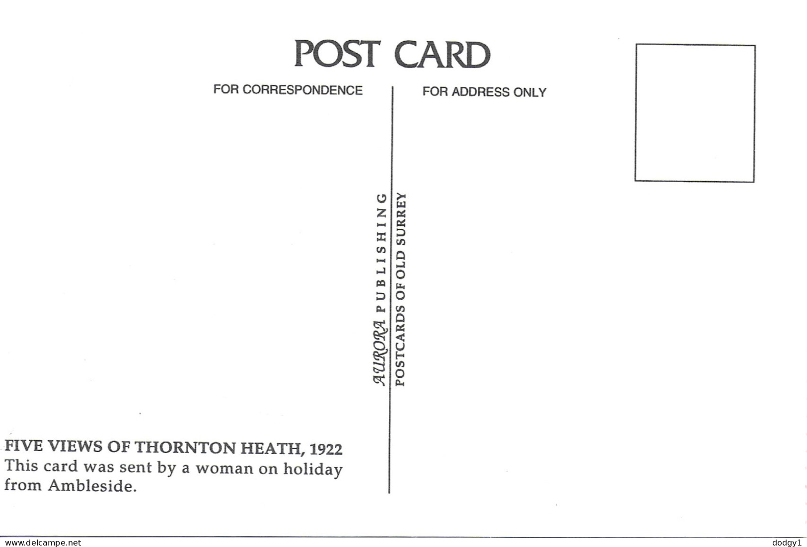 REPRODUCTION CARD. SCENES FROM THORNTON HEATH, Circa 1922, SURREY, ENGLAND. UNUSED POSTCARD   Qw2 - Surrey