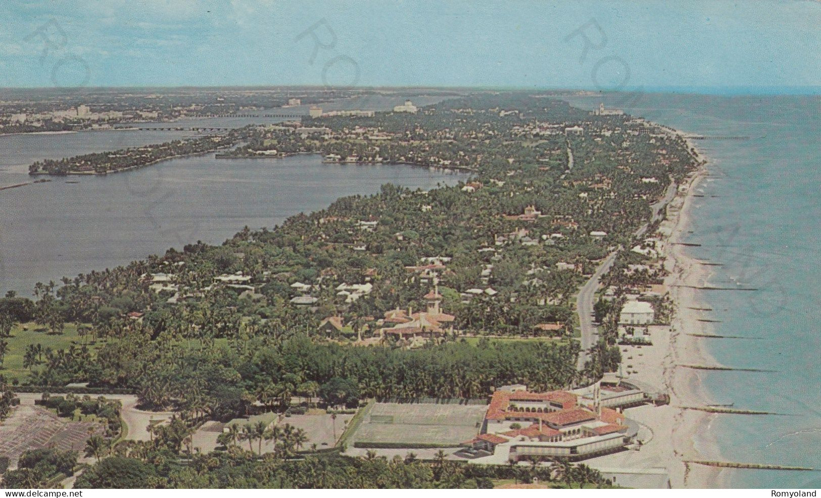 CARTOLINA  PALM BEACH,FLORIDA,STATI UNITI-AERIAL VIEW SHOWING FABULOUS ESTATES-VIAGGIATA 1965 - Palm Beach