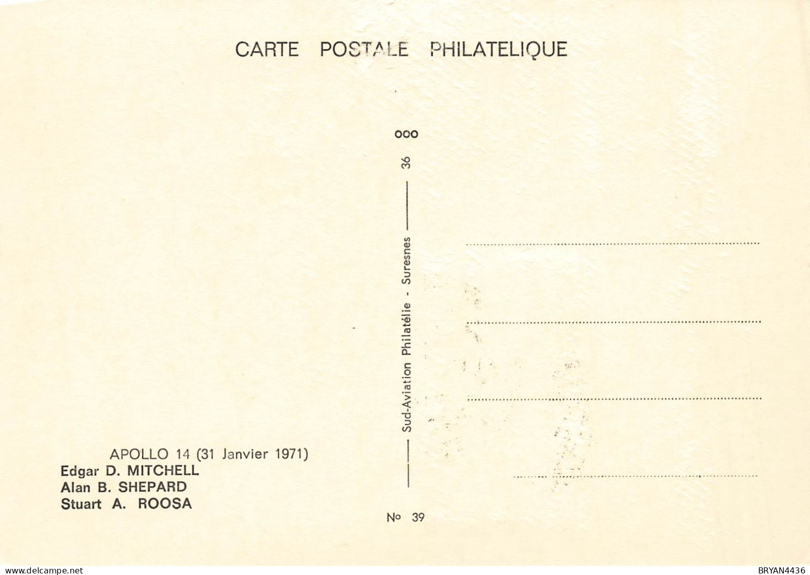 ESPACE - VOL APOLLO 14 - COSMONAUTES; Edgard MITCHELL, Alan SHEPARD, Stuart ROOSA - JANVIER 1971 - Espace