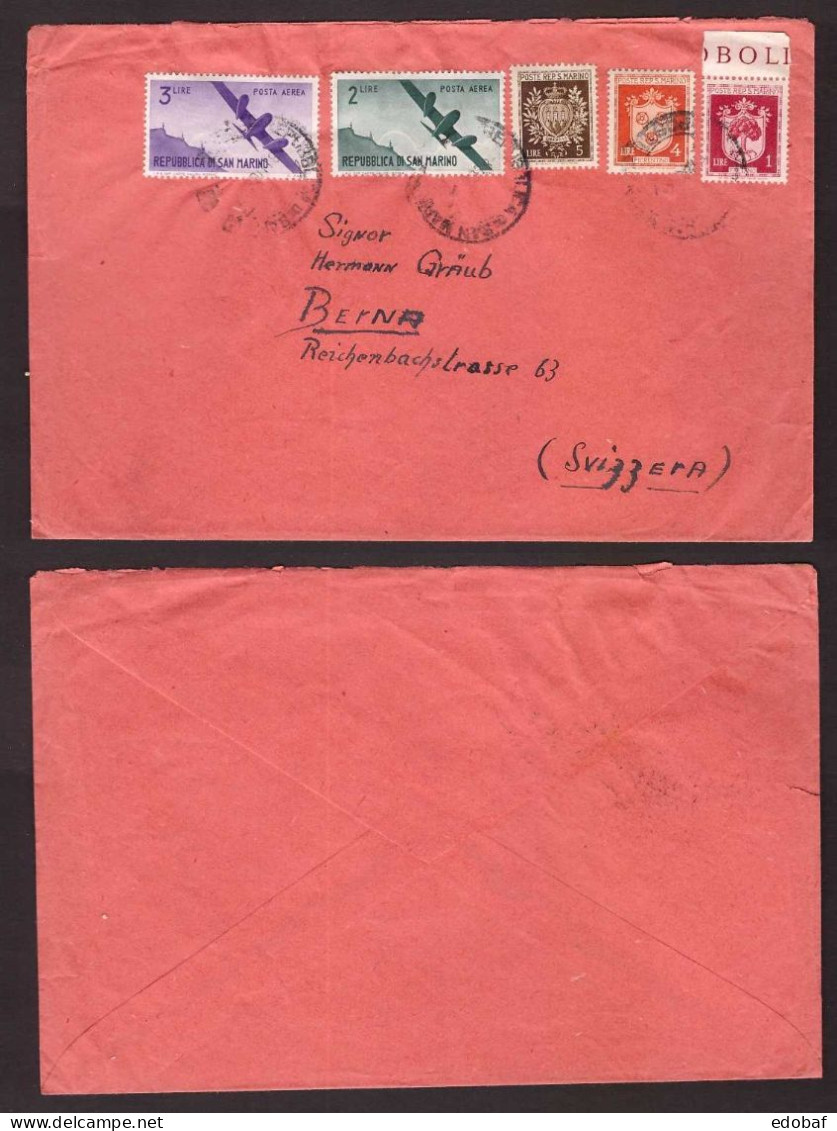 Italia San Marino, Busta Per La Svizzera Con Affrancatura Multipla     -AL01 - Lettres & Documents