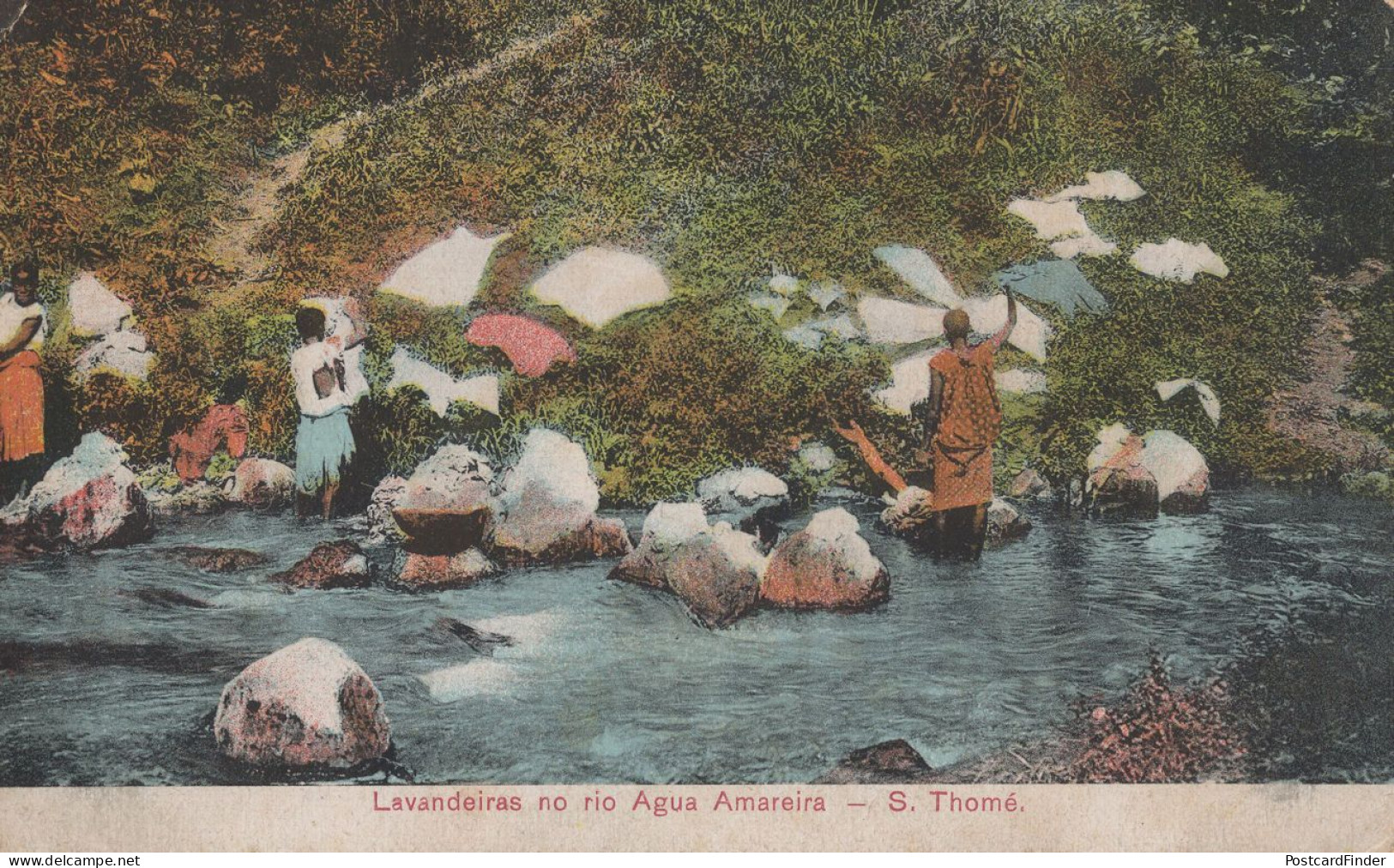 Lavandeiras Agua Amareira Sao Thome Tome Guinea Africa Postcard - São Tomé Und Príncipe