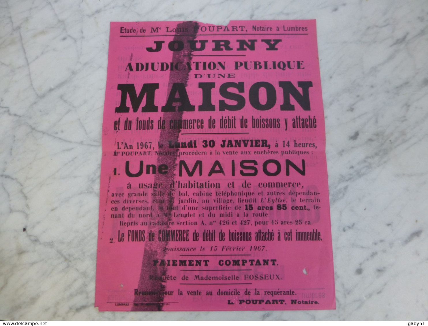 62Journy Vente Maison 1967 Et Moringhem Vente Mobilier Maison Affiche Ancienne ORIGINALE, Ref 2034 ; A 31 - Afiches