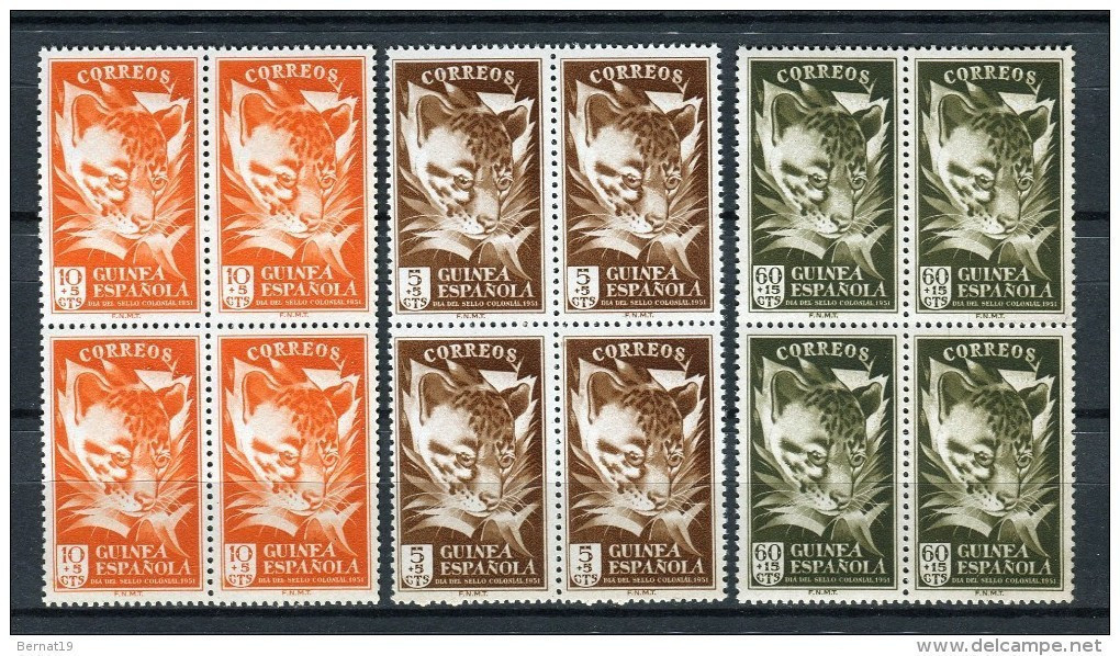 Guinea Española 1951. Edifil 306-08 X 4 ** MNH. - Guinea Española