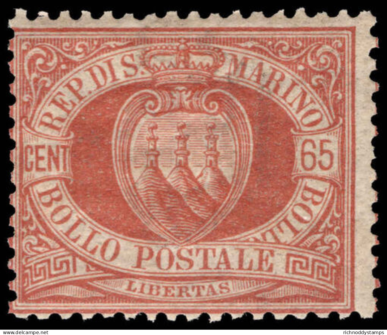 San Marino 1892-94 65c Chestnut Unmounted Mint. - Unused Stamps