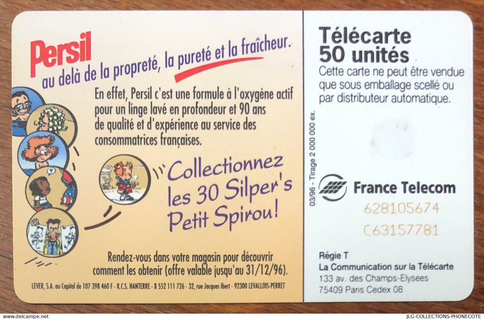 TELECARTE REF PHONECOTE F633 PERSIL SPIROU TELEFONKARTE SCHEDA TARJETA PHONECARD PREPAID PREPAYÉE CALLING CARD - 1996