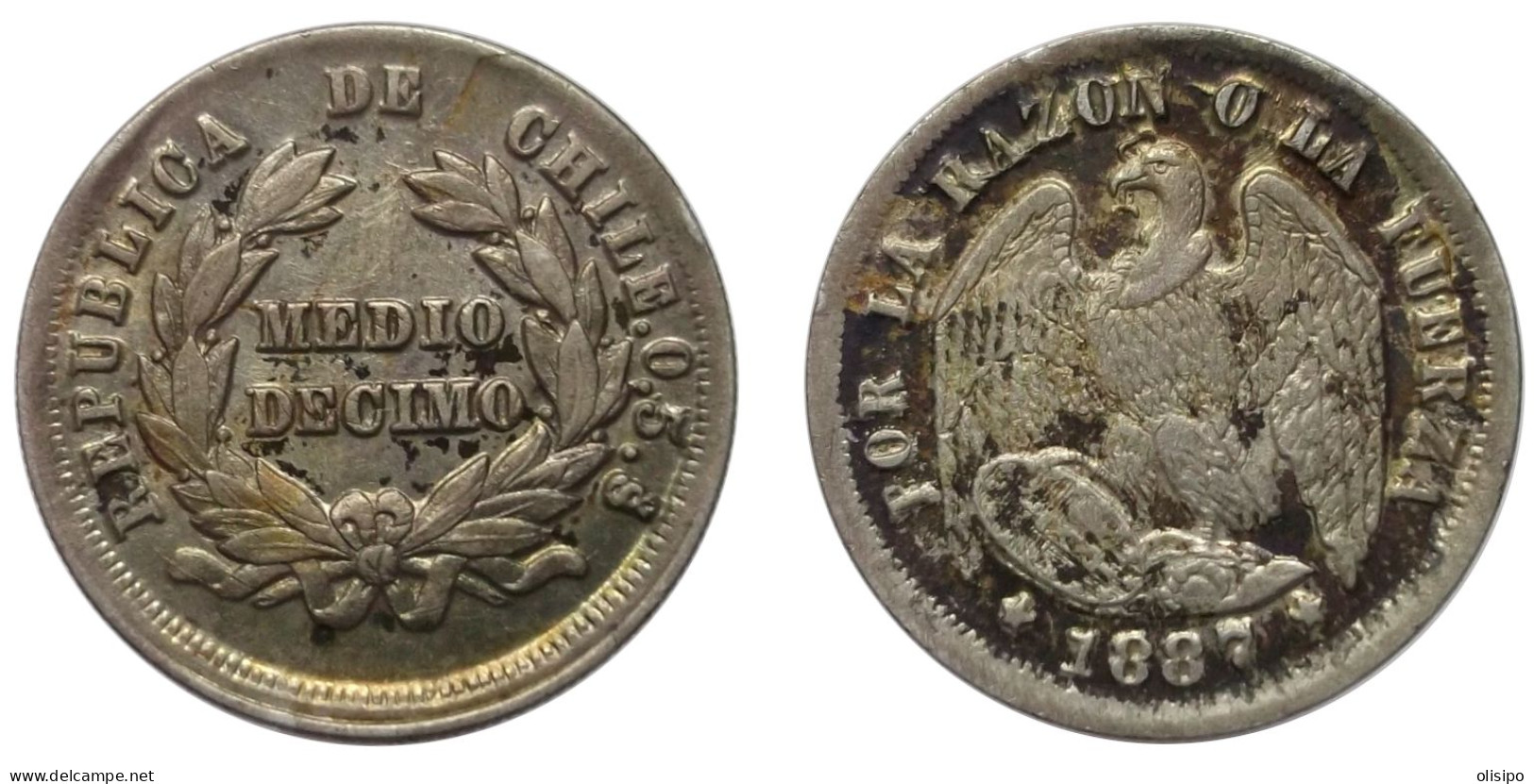 1/2 Decimo 1887 (Chile) Silver - Chili