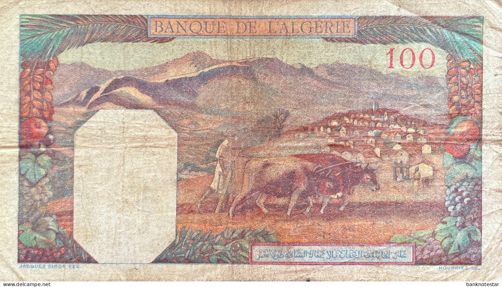 Algeria 100 Francs, P-85 (1940) - Very Good - Algérie