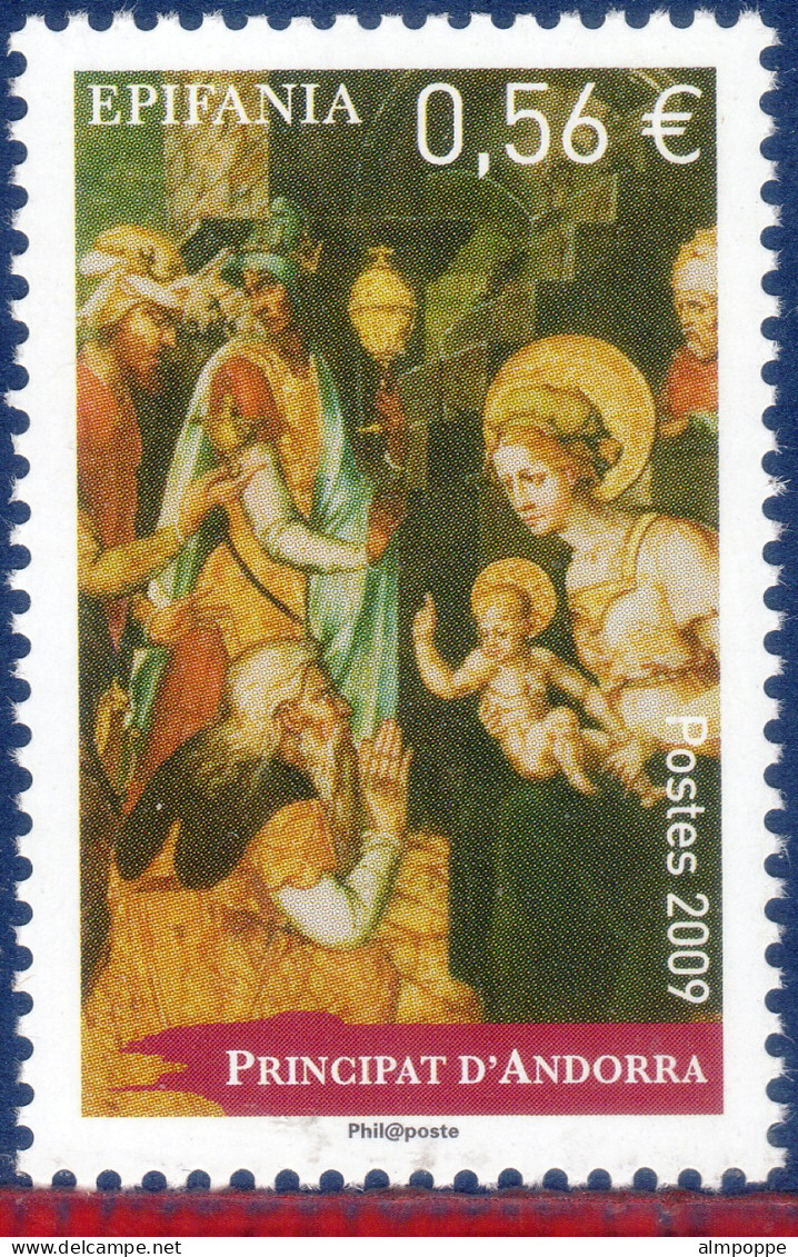 Ref. AF-V2009-1 ANDORRA FRENCH 2009 - EPIFANIA, PAINTING, ART,MNH, RELIGION 1V - Paintings