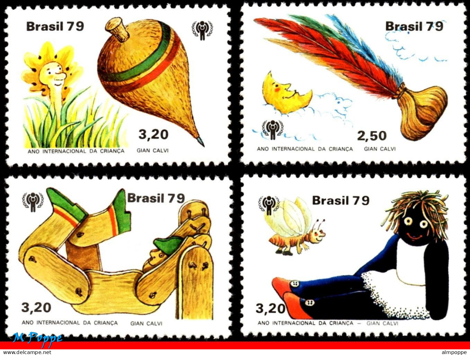 Ref. BR-1643-46Q BRAZIL 1979 - INTL YEAR THE CHILD,EMBLEM,DOLL,MI# 1742-45,MNH, TOYS, CHILDREN GAMES 16V Sc# 1643-1646 - Dolls