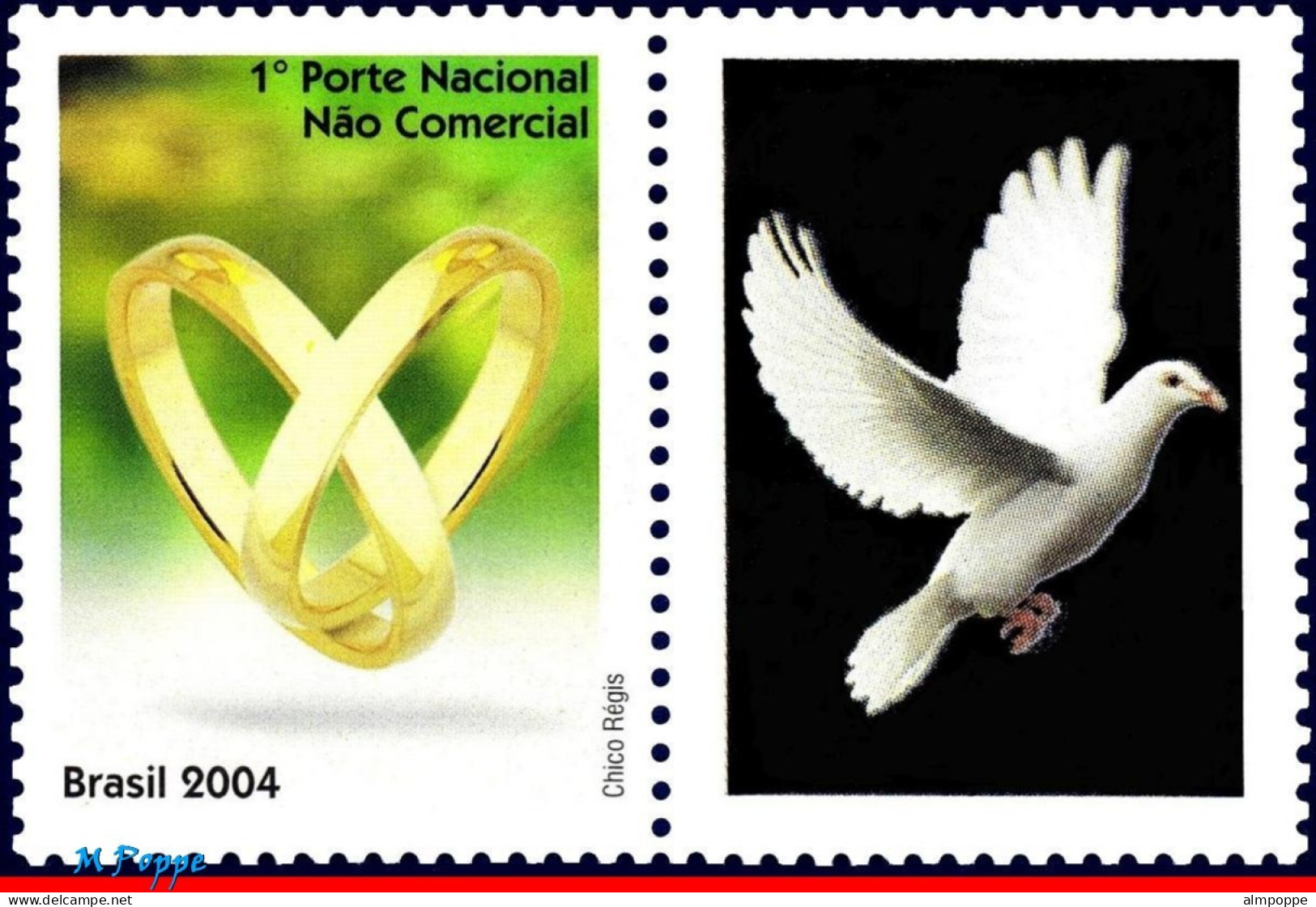 Ref. BR-2913-15 BRAZIL 2004 - CATS, NOVEL, RINGS, DOVE,HEART,STAMPS PERSONALIZED MNH, ANIMALS, FAUNA 3V Sc# 2913-2915 - Personnalisés