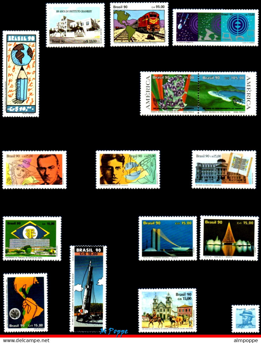 Ref. BR-Y1990-S BRAZIL 1990 - ALL COMMEMORATIVE STAMPSOF THE YEAR, 46V, MNH, . 46V Sc# 2228~2296 - Annate Complete