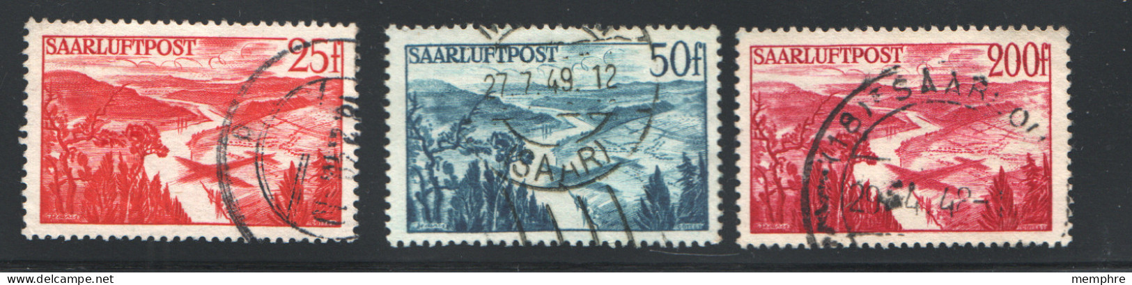 1948  Vallée De La Sarre , Les 3 Valeurs PA 9-11 Oblitérés  - Poste Aérienne