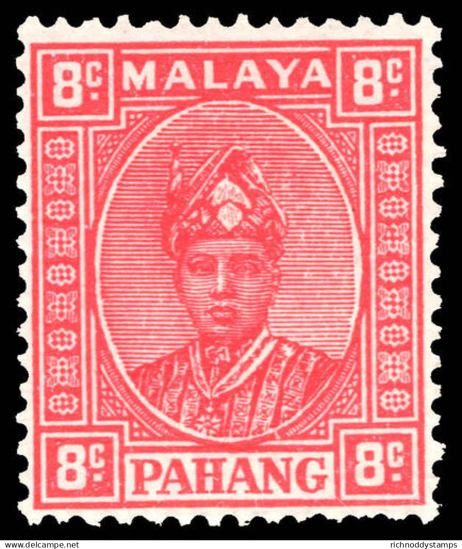 Pahang 1935-41 8c Scarlet Lightly Mounted Mint. - Pahang