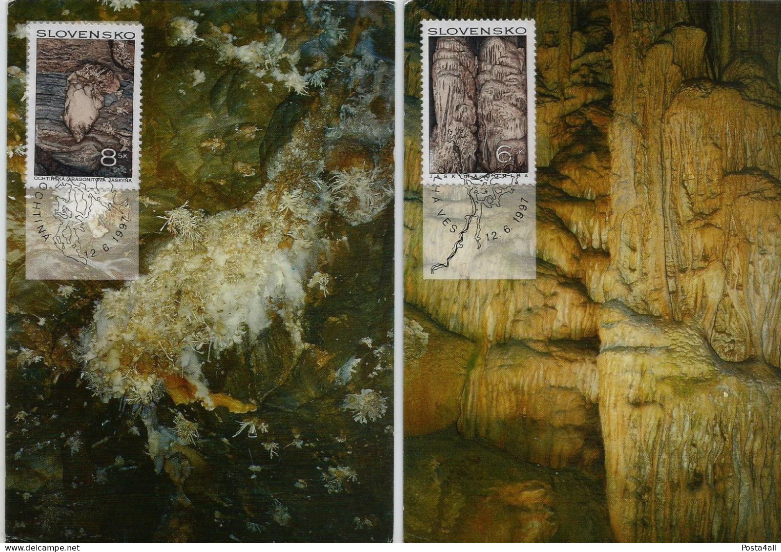 Slovakia  - 1997 Splendours Of Our Homeland - Caves - Geology -  Complete Set - 2  Maximum Card - Covers & Documents