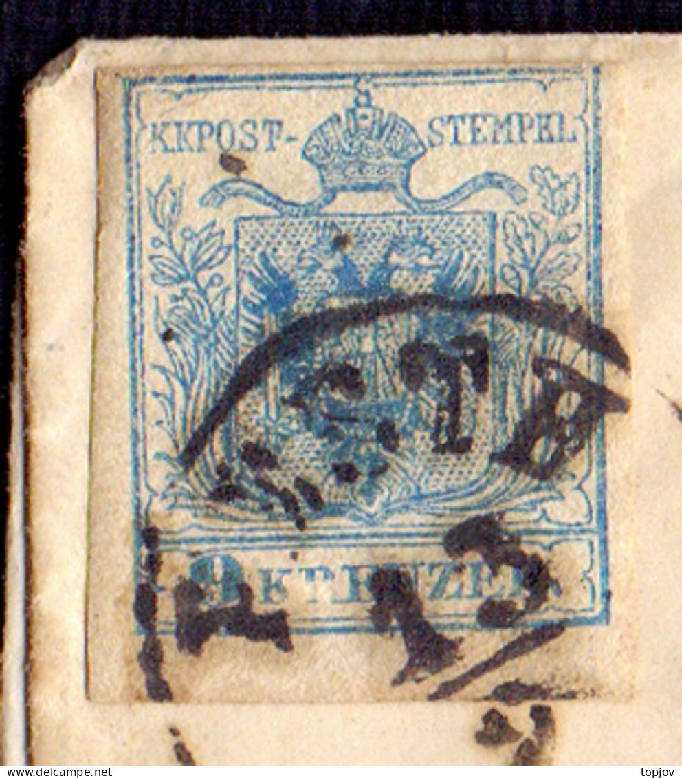 HUNGARY - AUSTRIA ROMANIA  - BANAT - ERROR "POSP"+"KREUZER" - 9 Kreuzer - PEST To GR.SZT.MIKLOS - 1850 -  RARE - ...-1867 Préphilatélie