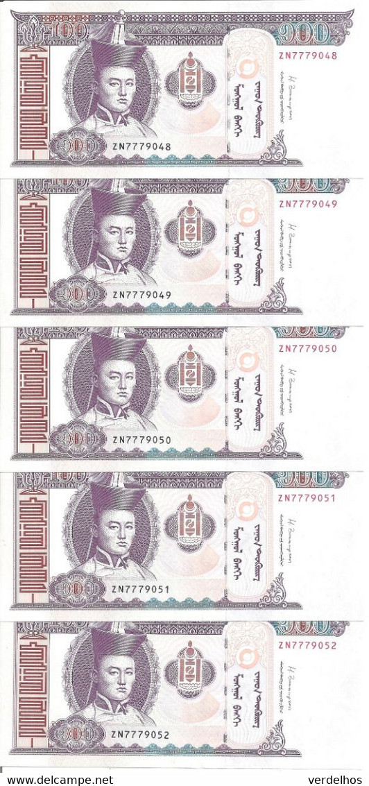 MONGOLIE 100 TUGRIK 2014 UNC P 65 C ( 5 Billets ) - Mongolie