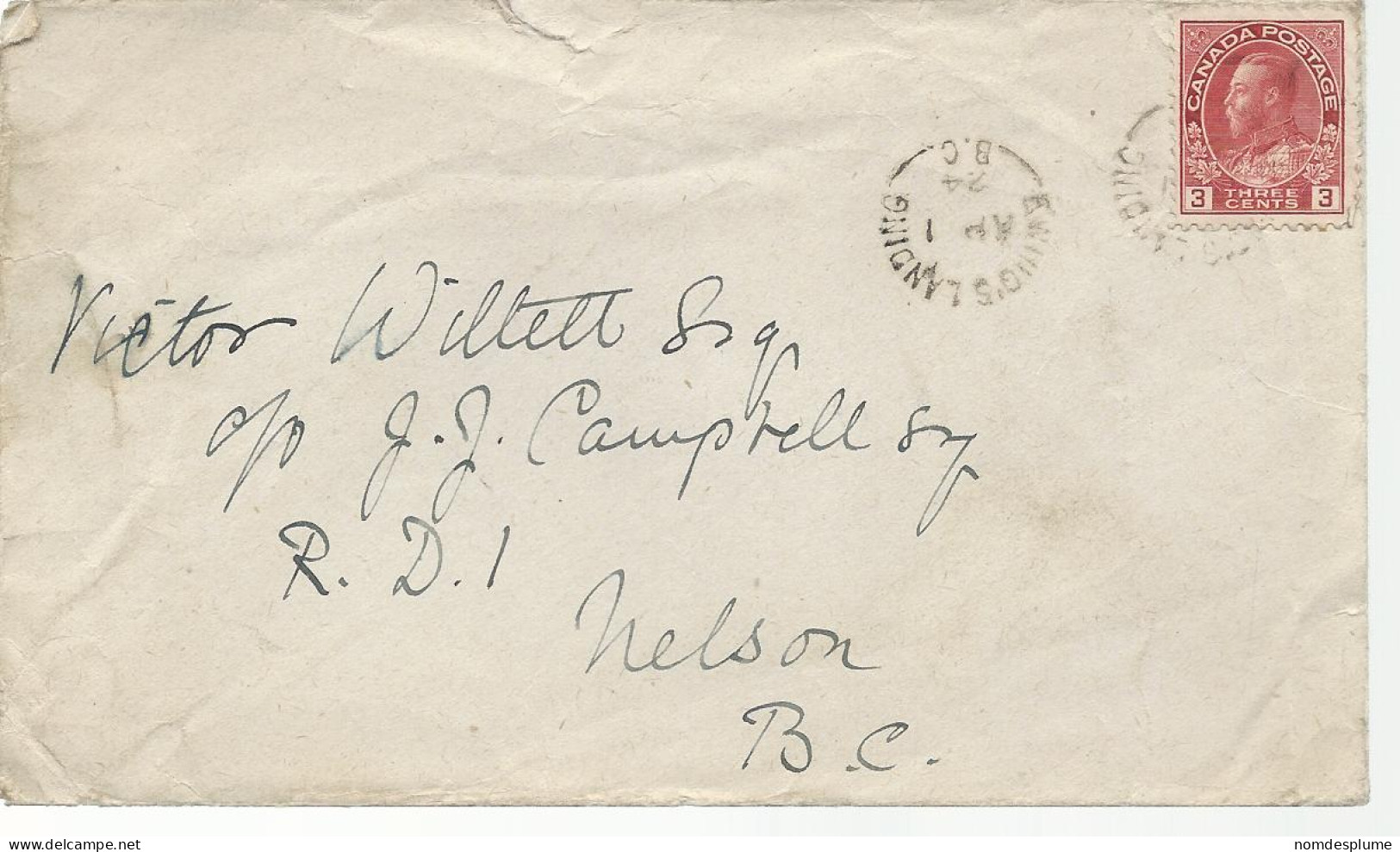 23042) Canada Postmark Cancel Closed Post Office Ewing's Landing - Brieven En Documenten