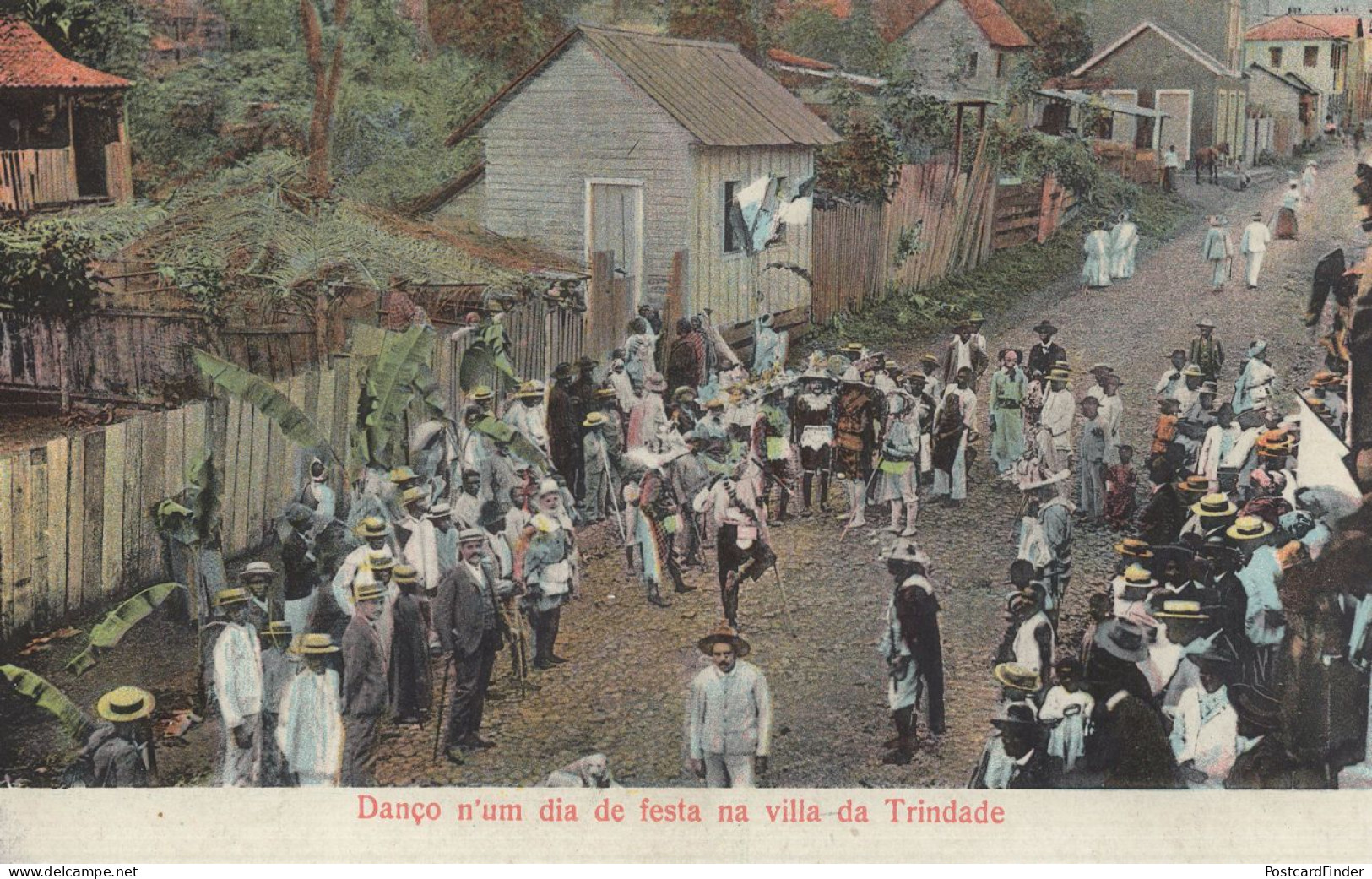 Sao Thome Tome Uma Procissao Na Vila De Trindade Old Africa Postcard - São Tomé Und Príncipe