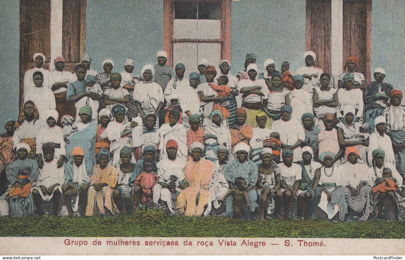 Sao Thome Tome Grupo De Mulheres Servicaes Africa Old Postcard - Sao Tome And Principe