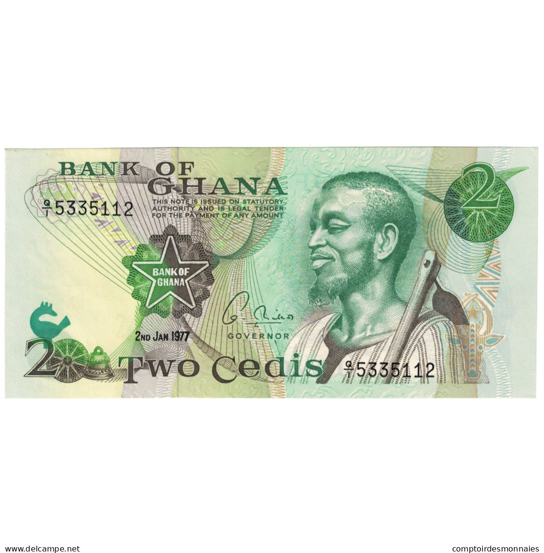 Billet, Ghana, 2 Cedis, 1977, 1977-01-02, KM:14c, NEUF - Ghana