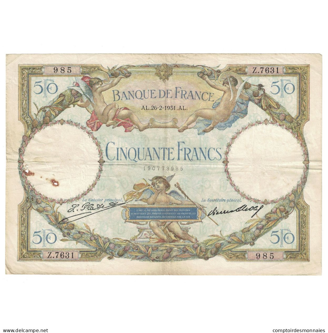 France, 50 Francs, Luc Olivier Merson, 1931, 1931-02-26, TB+, Fayette:16.2 - 50 F 1927-1934 ''Luc Olivier Merson''