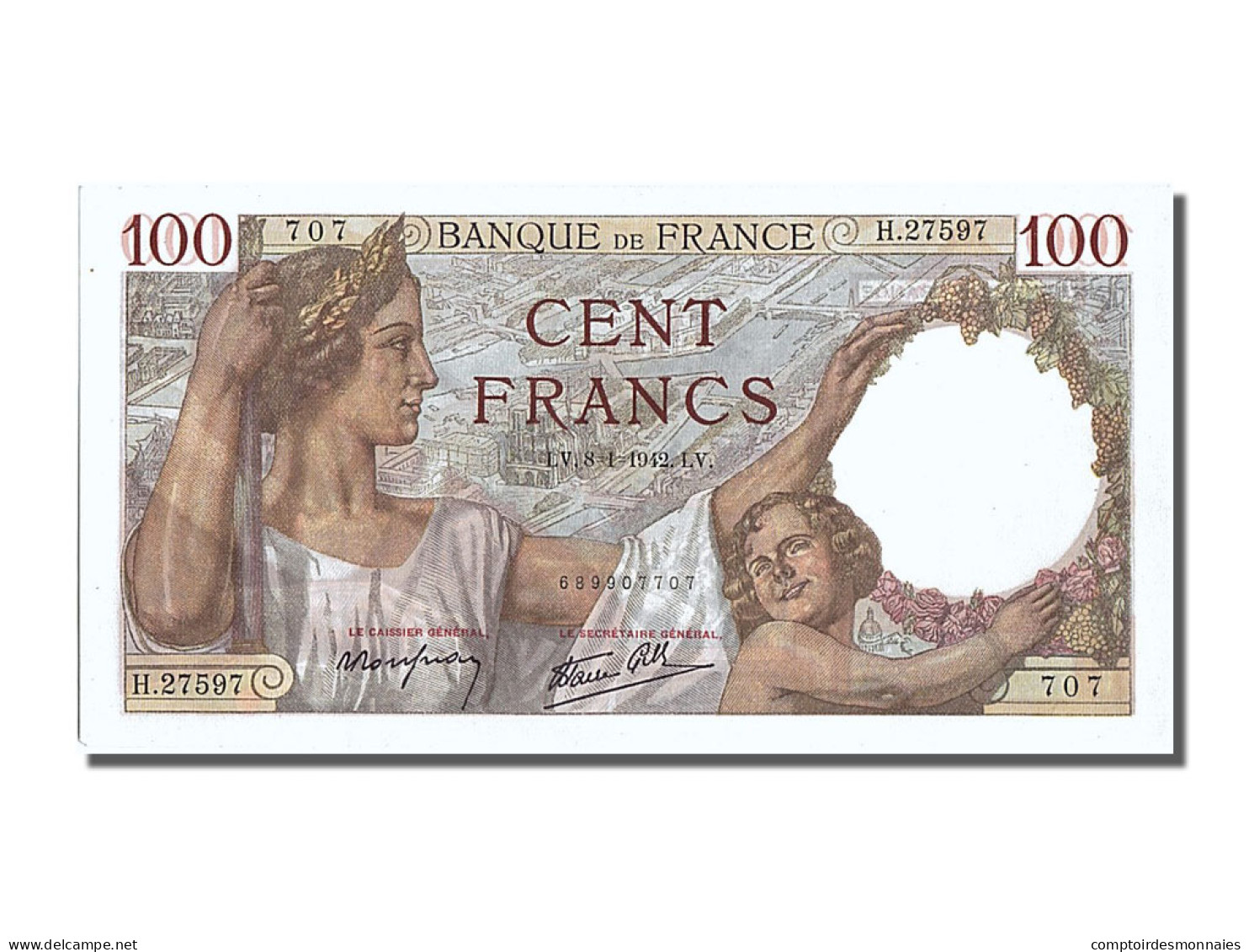 Billet, France, 100 Francs, 100 F 1939-1942 ''Sully'', 1942, 1942-01-08, NEUF - 100 F 1939-1942 ''Sully''