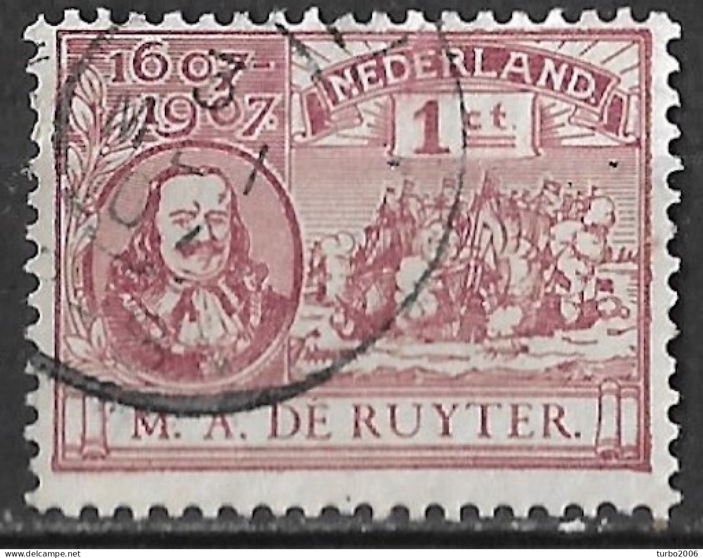 Plaatfout Rode Vlek In De 1e N Van Nederland (zegel 16 X) In 1907 De Ruyterzegel 1 Ct Roodviolet NVPH 88 PM Leidraad 38 - Errors & Oddities