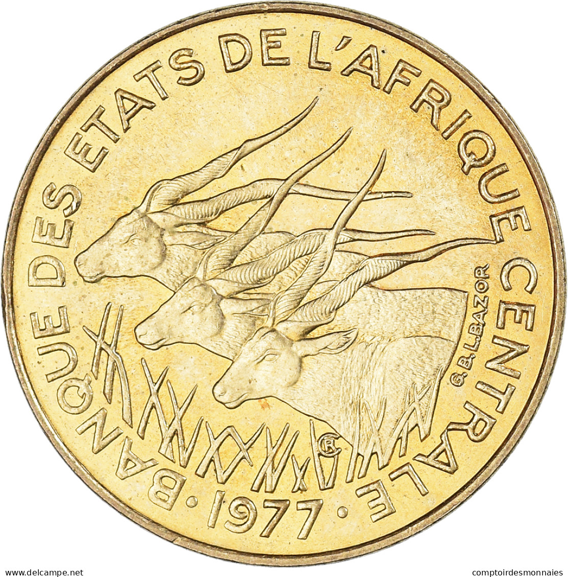 Monnaie, États De L'Afrique Centrale, 10 Francs, 1977 - República Centroafricana