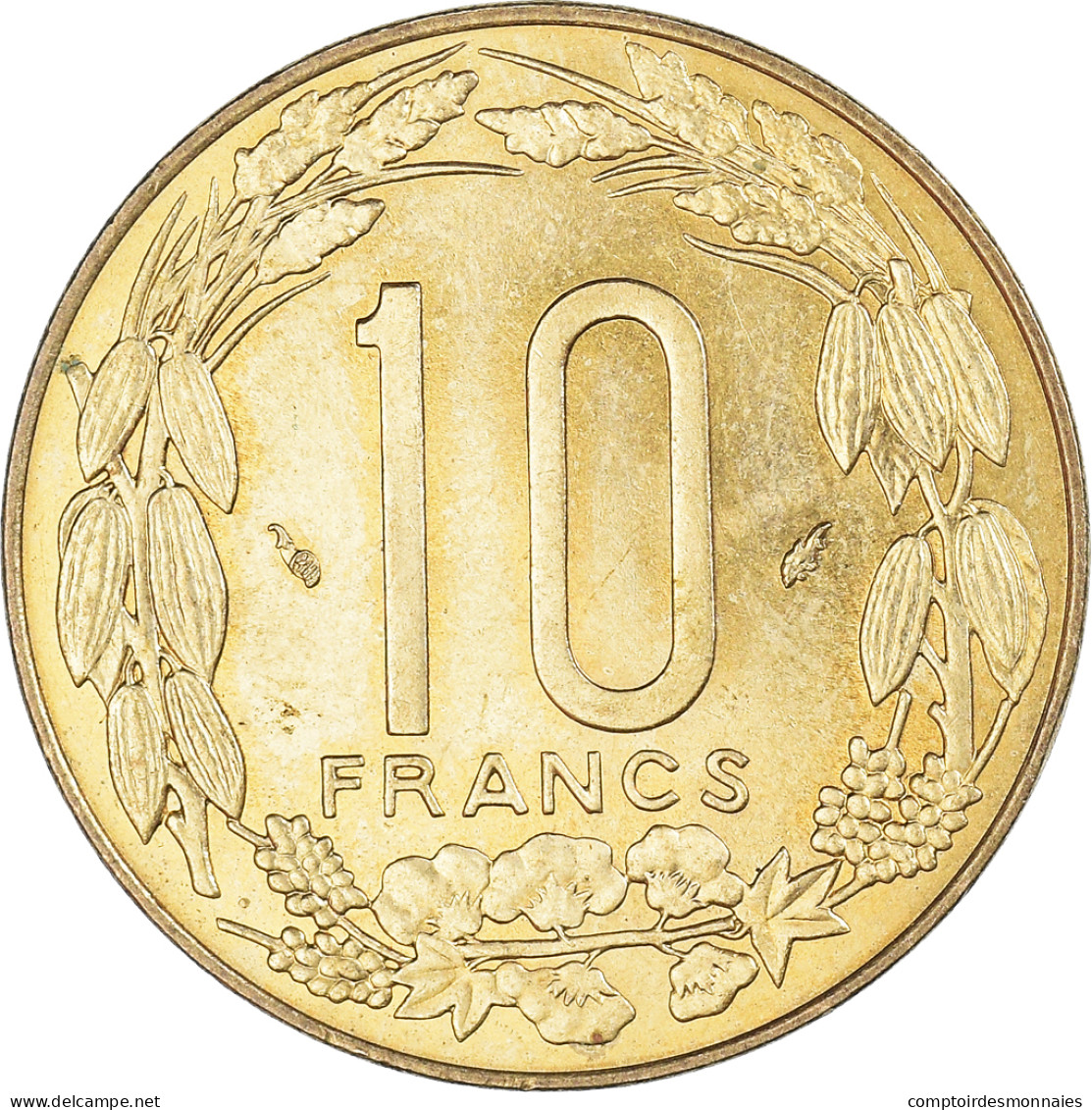 Monnaie, États De L'Afrique Centrale, 10 Francs, 1977 - Repubblica Centroafricana